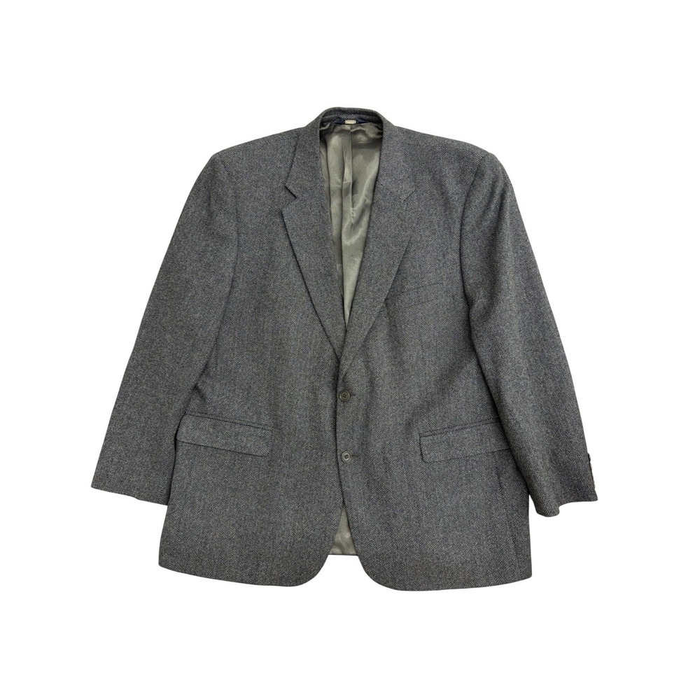 Brooks Brothers 346 Mens Grey Herringbone Wool Blend Blazer Sport Coat 48R